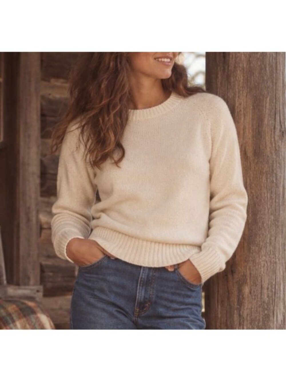 70s Vintage Marvin Wool Crewneck Sweater M Cream USA Deadstock Quiet Luxury Cozy